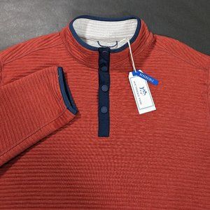 $138 Southern Tide Men Rutland Heather Red Reversible Pullover Sweater S M L XL